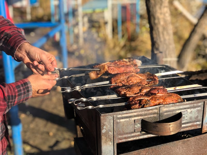 BBQ at Lake Sevan during autumn