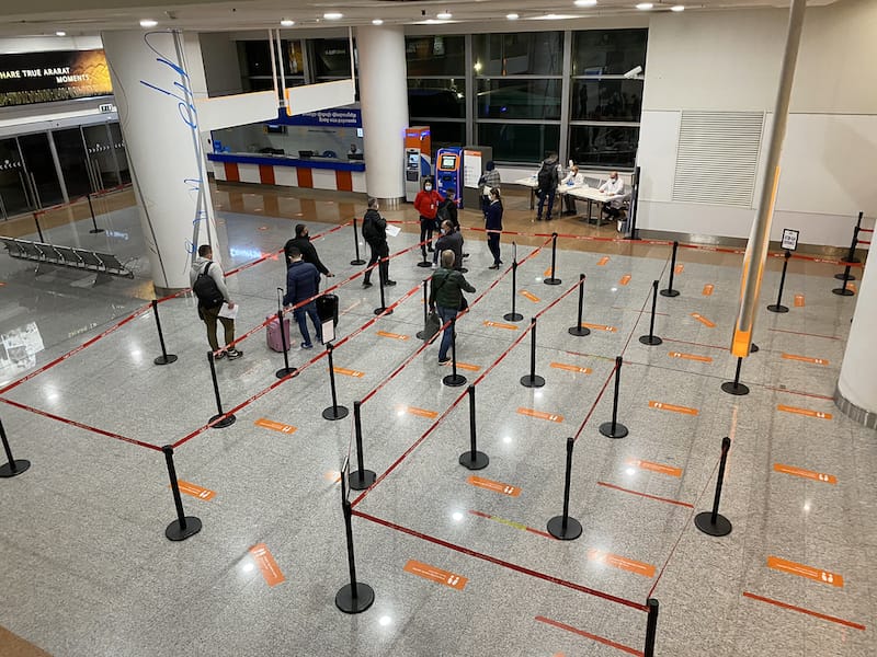 Armenia coronavirus testing at Zvartnots Airport in Yerevan in October 2020. COVID-19 testing Yerevan, Armenia