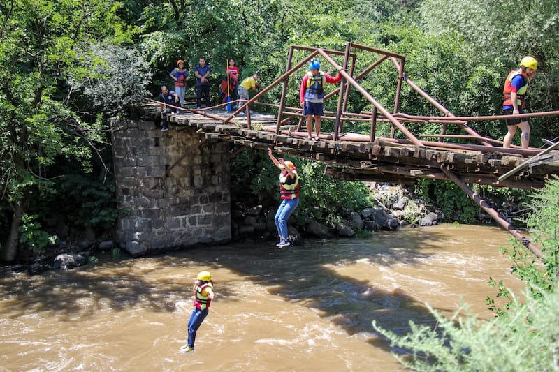 Bridge Jump during the Rafting in Armenia 