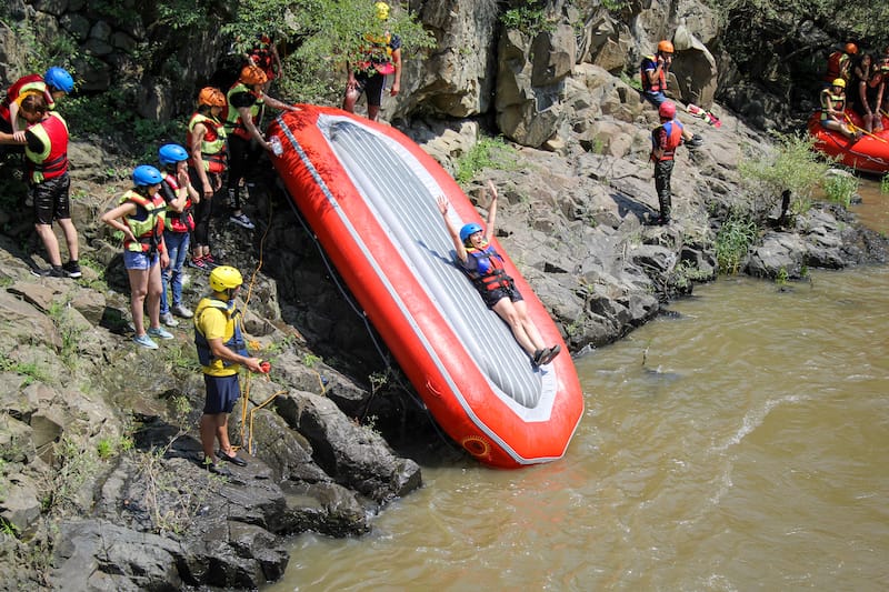 Water Sliding during the Rafting in Armenia