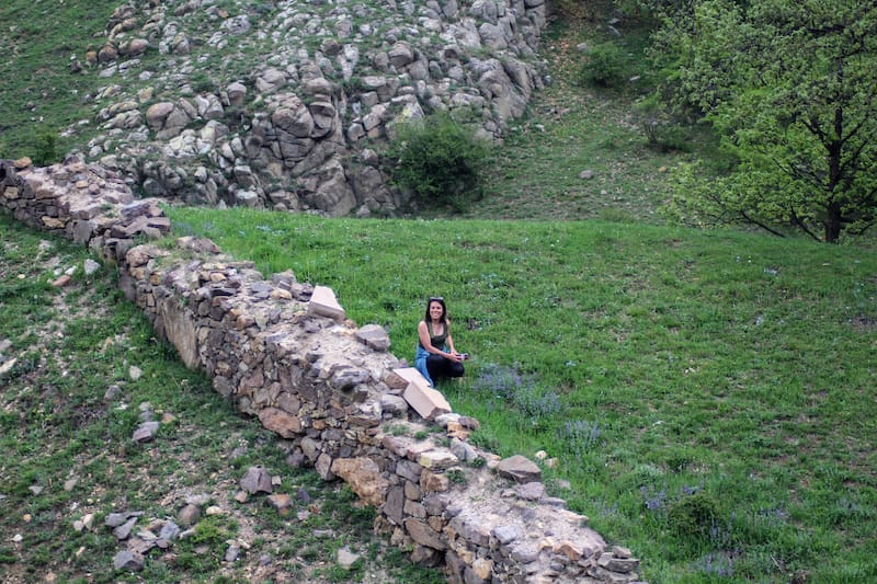 Megan taking photos of wildflowers in Ardvi during spring