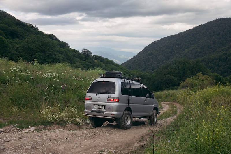 Car in the mountains of Dilijan 