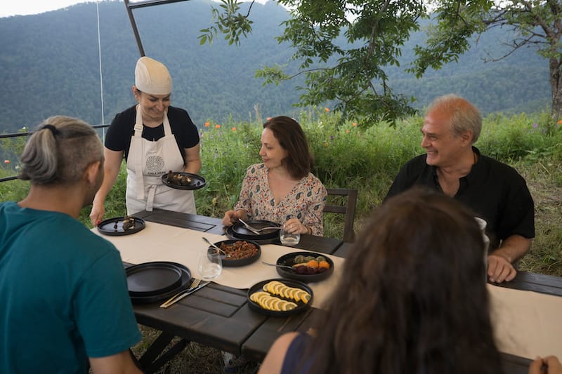 Eating in the mountains 