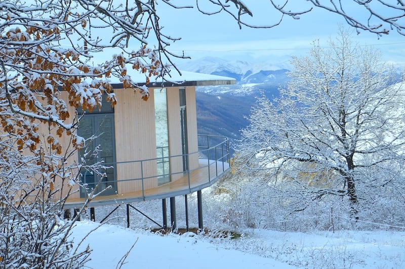 Cabin in Armenia in winter 