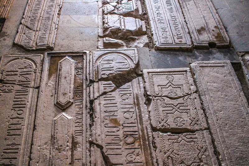 Ancient Armenian (Grabar)on the graves in Noravank