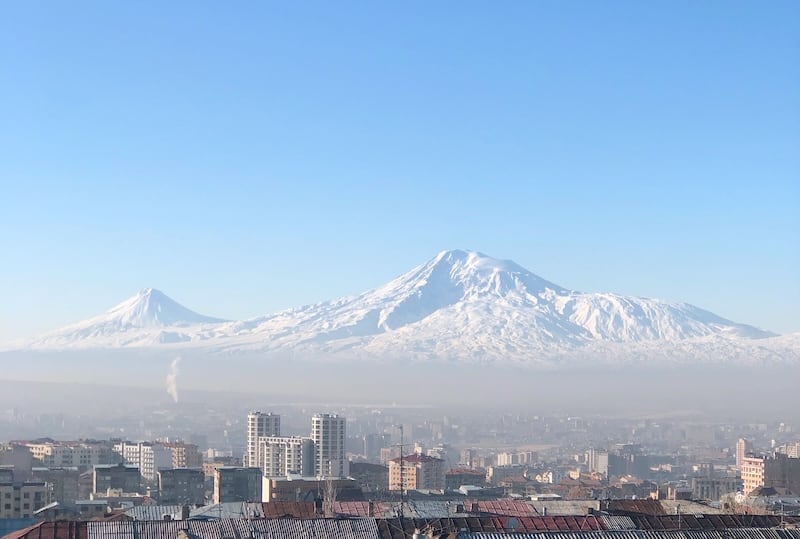 View of Ararat from Yerevan in Winter