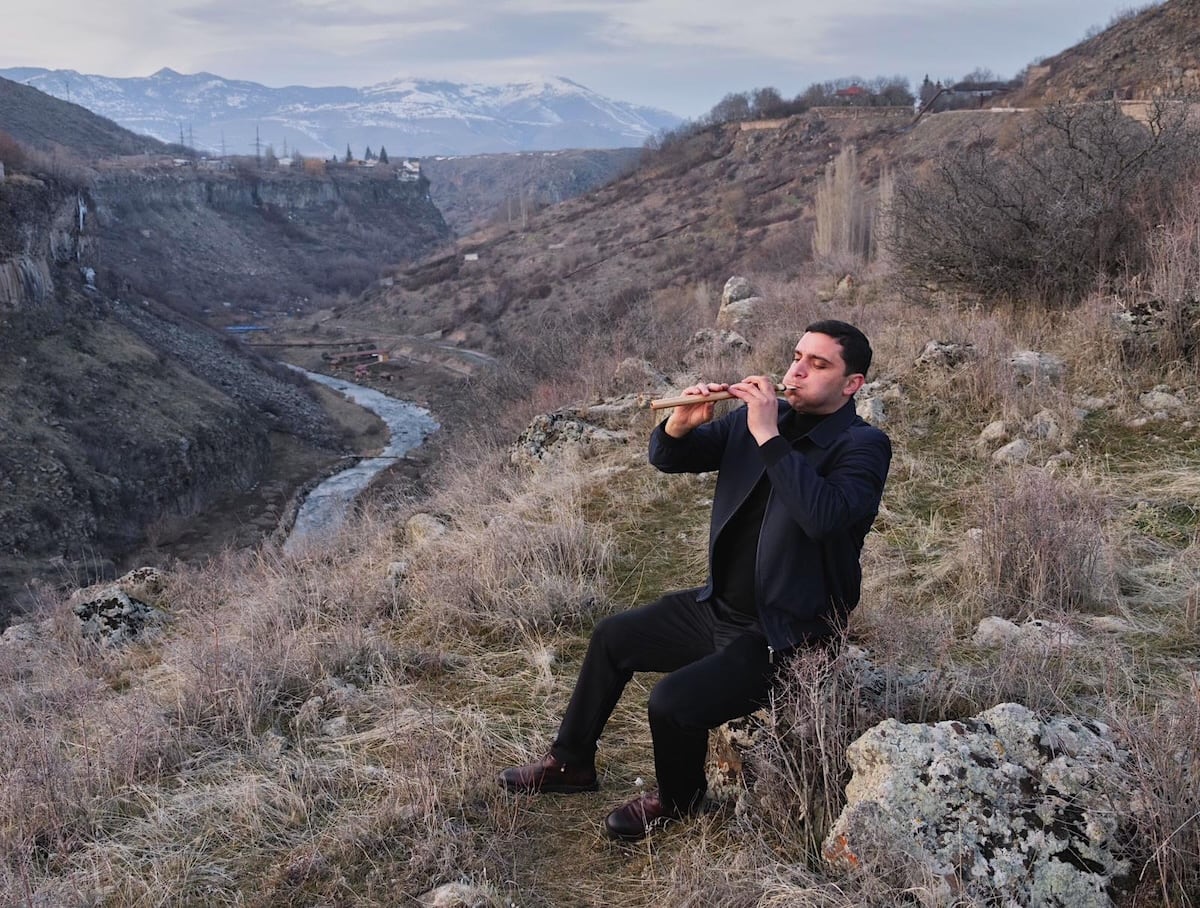 Armenian man playing Duduk