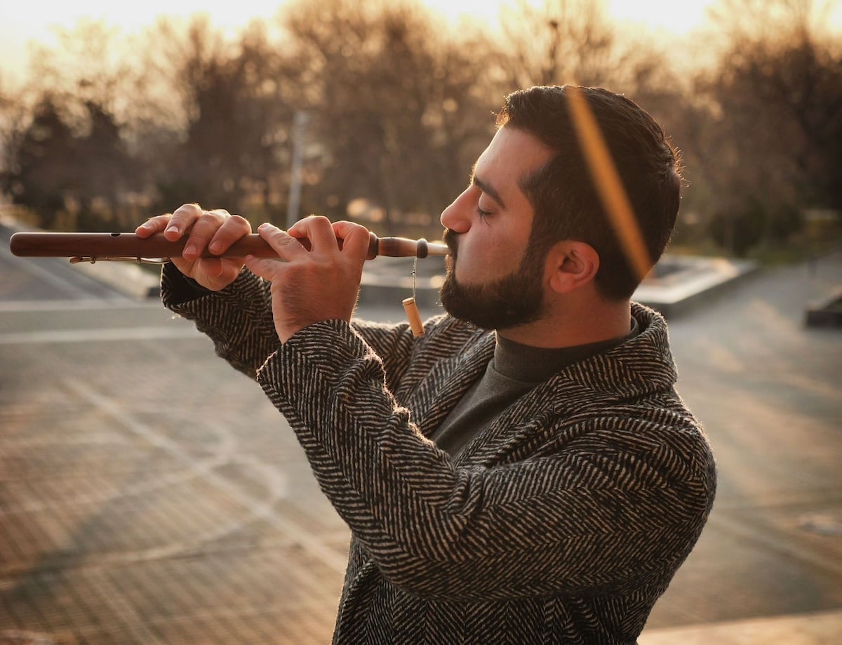Armenian man playing Duduk
